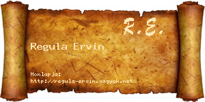 Regula Ervin névjegykártya